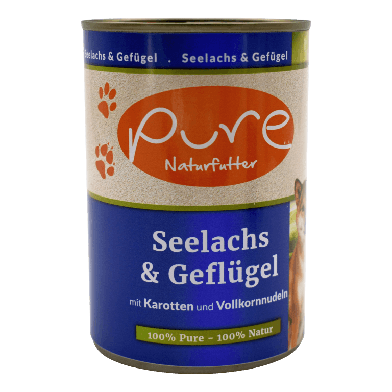 PURE Hundemenü Seelachs & Geflügel 400g mit Hirse & Karotten